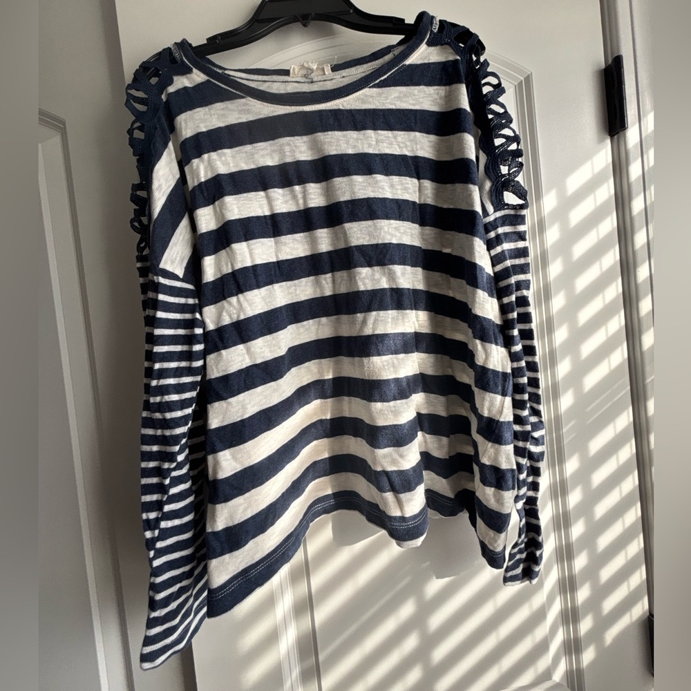 ODDY Navy and White Striped Top
